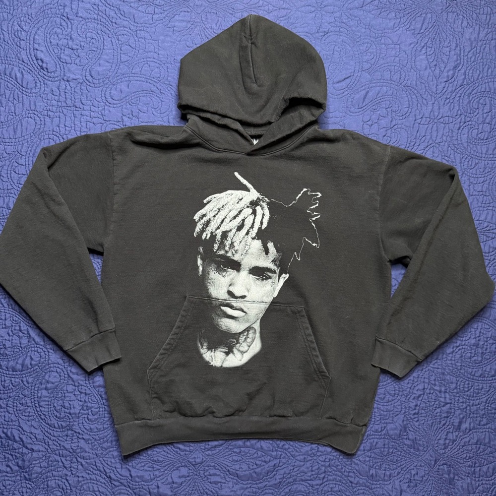 XXXTentacion Look At Me Hoodie Black Graphic Puff Print Sweatshirt XL USA Read